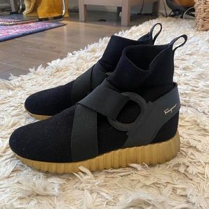 Salvatore Ferragamo sock high top sneakers.